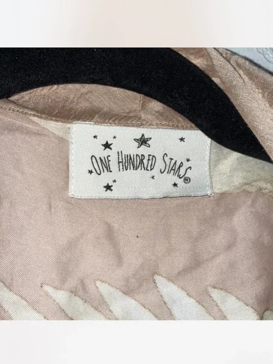 One Hundred Stars Light Pink Crane Print Satin Robe - Picture 7 of 8